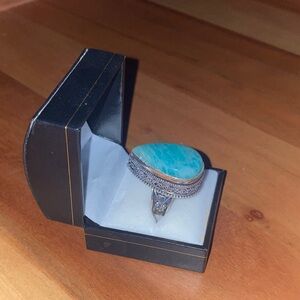 Elegant 925 Silver and natural blue stone Ring size 9
